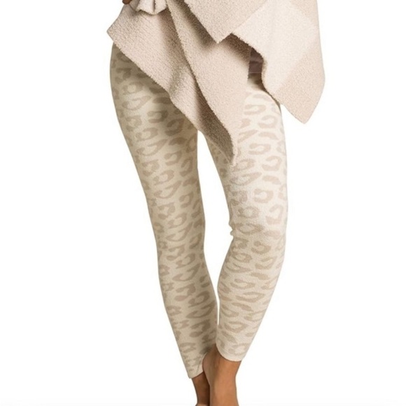 Barefoot Dreams Leggings CozyChic Ultra Lite Leopard Cream-Stone Loungewear Cozy - Picture 15 of 15